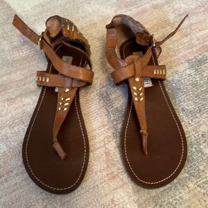 Madden Girl Brown Sandals with Gold Accents size 8
